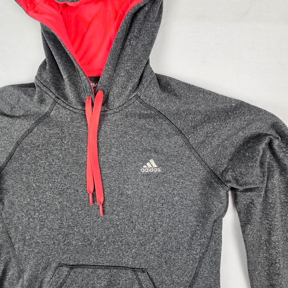 Adidas Ultimate Hoodie Womens XS Gray Pink AH8249 ClimaWarm Pullover Thumbholes - Picture 4 of 12